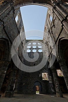 Ruins transept vaults cathedral Abbey Villers la Ville, Belgium