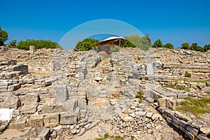 Ruins of Troy in Canakkale Turkey. Visit Turkey concept photo photo