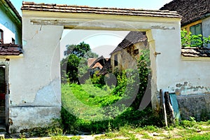 Ruins. Typical rural landscape and peasant houses in Bruiu - Braller, Transilvania, Romania