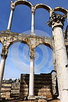 Ruins of the Umayyad Aanjar (Anjar) in Beeka valley Lebanon Middle east