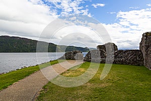 Ruins of Urquhart Castle along Loch Ness, Scotland