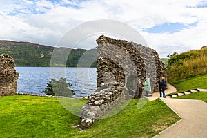 Ruins of Urquhart Castle along Loch Ness, Scotland