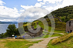 Ruins of Urquhart Castle along Loch Ness, Scotland