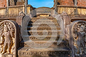 Ruins of vatadage at the quadrangle of Polonnaruwa ruins, Sri La