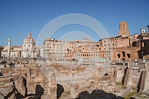 Ruins in Via dei Fori Imperiali, Rome, Italy