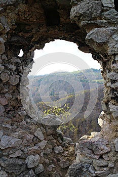 Ruins of Vrsatec castle in Vrsatske bradla mountain, Slovakia