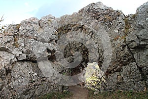 Ruins of Vrsatec castle in Vrsatske bradla mountain, Slovakia