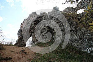 Ruins of Vrsatec castle in Vrsatske bradla mountain, Slovakia