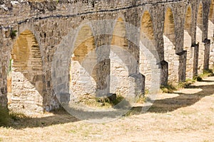 Ruins of a water-conduict, an aqueduct from the Roman ages in Limmasol, Cyprus.