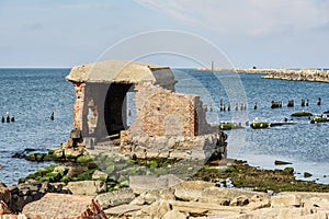 Ruins of Western Fort on Baltic Sea coast of Vistula Spit. Baltiysk. Russia