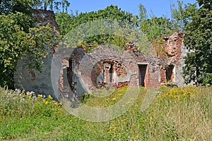 Ruins of the western wing of the Gerdauen lock. Zheleznodorozhnyj, Kaliningrad region