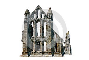 Ruins of Whitby Abbey North Yorkshire, England isolated on white background