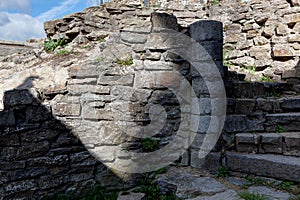 Ruins winding stairs spiral staircase medieval castle Franchimont, Theux, Liege, Belgium