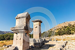 Ruins of Xanthos an ancient city of Lycia in Antalya province of Turkey.