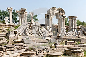 Ruins in Yuanmingyuan or Yuanming Yuan Old Summer Palace in Beijing photo