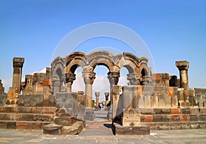 Ruins of Zvartnots Cathedral or the Celestial Angels Cathedral Dedicated to St. Gregory, Armenia