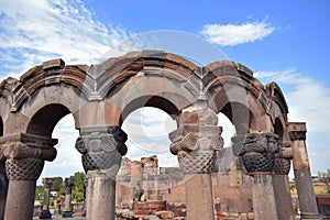Ruins of Zvartnots temple in Armenia