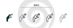 Ruku icon in different style vector illustration. two colored and black ruku vector icons designed in filled, outline, line and