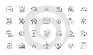Rule Polity line icons collection. governance, authority, regulations, jurisdiction, order, control, leadership vector
