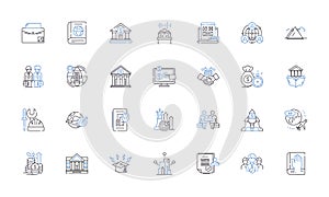 Rule Polity line icons collection. governance, authority, regulations, jurisdiction, order, control, leadership vector photo