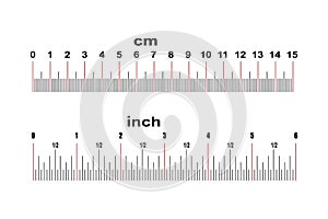 Ruler 15 centimeters and ruler 6 inches