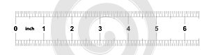 Ruler 6 inches Metric. The division price is 0.05 inch. Ruler double sided. Precise measuring tool. Calibration grid