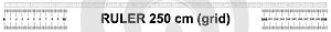 Ruler 250 centimeter. Calibration grid. Double sided measurement tool in cm photo