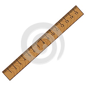 Ruler in centimeters, wooden ruler