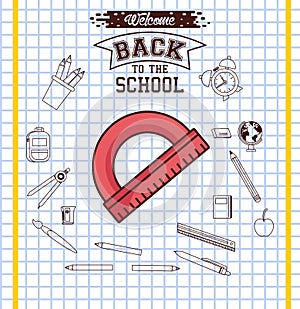 Ruler on checkered of back to school vector design