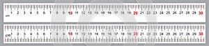 Set for Rulers 30 cm. Precise measuring tool. Ruler grid 300 mm. Metric centimeter size indicators photo