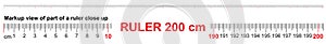 Ruler 200 cm. Precise measuring tool. Ruler scale 2,0 meter. Ruler grid 2000 mm photo