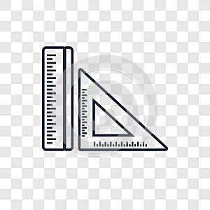 Ruler concept vector linear icon on transparent backgro