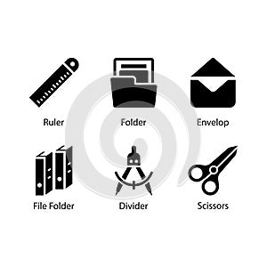 Ruler, Folder, Envelop, File Folder, Divider, Scissors, icon