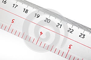 Ruler for inches, centimeter, and millimeter