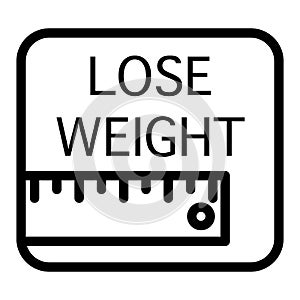 Ruler and lose weight inscription line icon. Measuring tape vector illustration isolated on white. Measure outline style