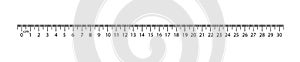 Ruler with measuring length markings in centimeters on white background. Illustration