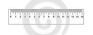 Ruler with measuring length markings in centimeters on white background. Illustration