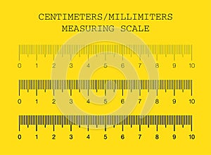 Ruler. Measuring scale, Markup for Rulers. Vector illustration. Centimeters Scale.