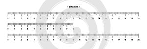 Ruler metric. Ruler scale. Vector isolated elements. Measuring tool. Size indicator units. Stock vector