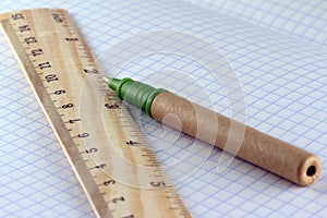 Ruler and pen