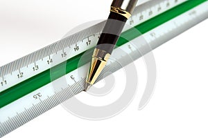 Ruler and pen