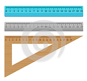 Ruler school flat centimeter. Scale inch rule millimeter plastic isolated illustration