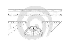 Ruler set for school and office. Geometry mathematics tool illustration. Education. Vector