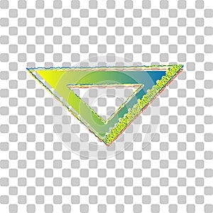Ruler sign illustration. Blue to green gradient Icon with Four Roughen Contours on stylish transparent Background. Illustration