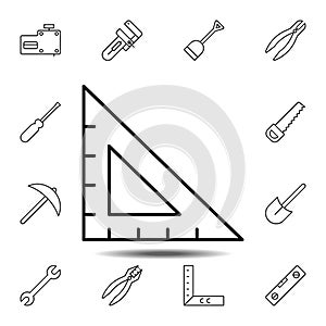 ruler, triangle icon. Simple thin line, outline vector element of Construction tools icons set for UI and UX, website or mobile