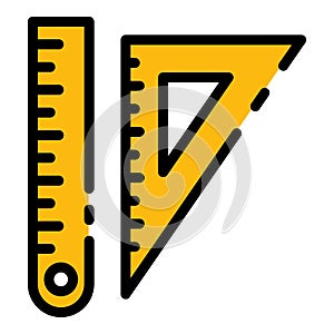 Ruler triangular icon color outline vector