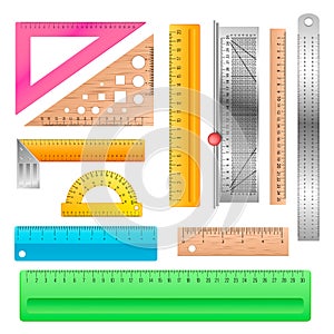 Ruler vector school stationery maths measurement scale tool to measure length illustration protractor angle equipment