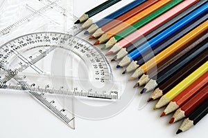 Rulers and color pencil