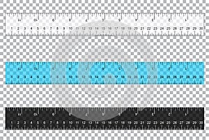 Rulers Inch and metric rulers. Scale for a ruler in inches and centimeters. Centimeters and inches measuring scale cm metrics indi photo