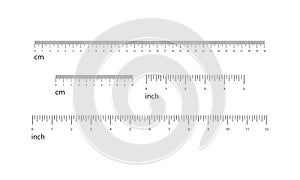 Rulers set, inches and centimeters.
